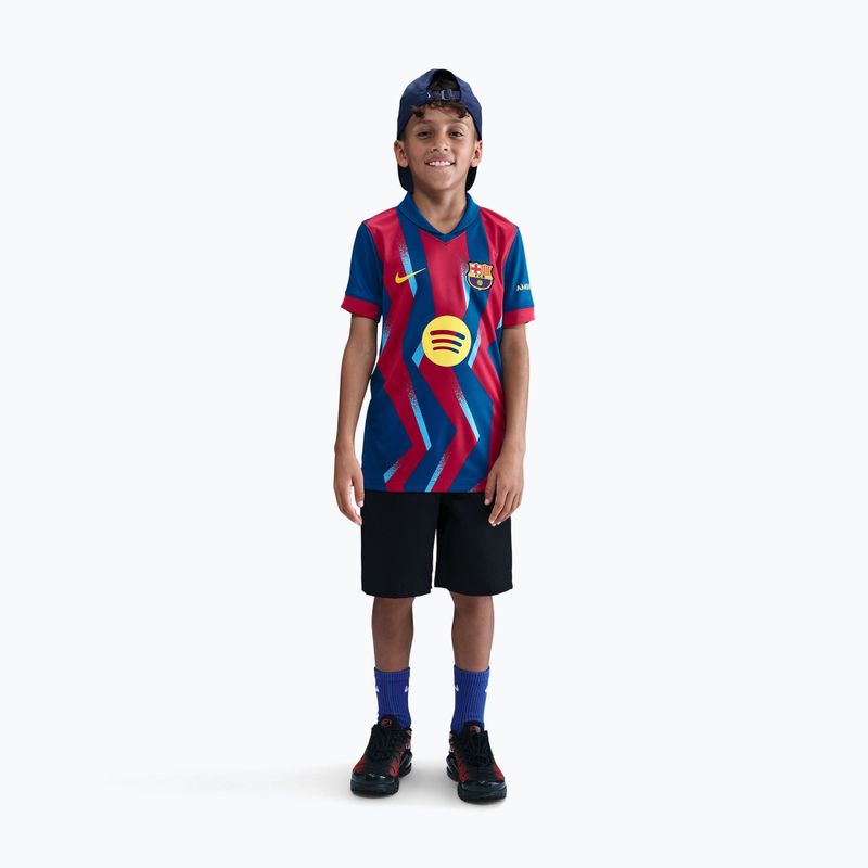 Tricou de fotbal pentru copii Nike FC Barcelona 2025/26 Stadium Fourth gym blue/gym blue/salsa red/opti yellow 2