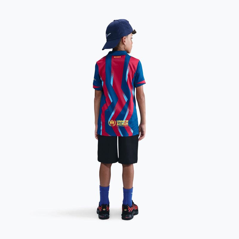 Tricou de fotbal pentru copii Nike FC Barcelona 2025/26 Stadium Fourth gym blue/gym blue/salsa red/opti yellow 3