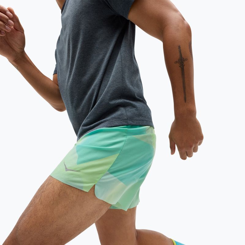Pantaloni scurți de alergare HOKA Glide With Brief 5" tart apple mist pentru bărbați 4