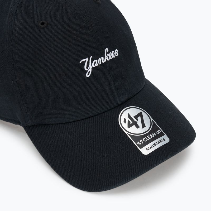 Șapcă 47 Brand MLB New York Yankees Base Runner Script CLEAN UP black 3