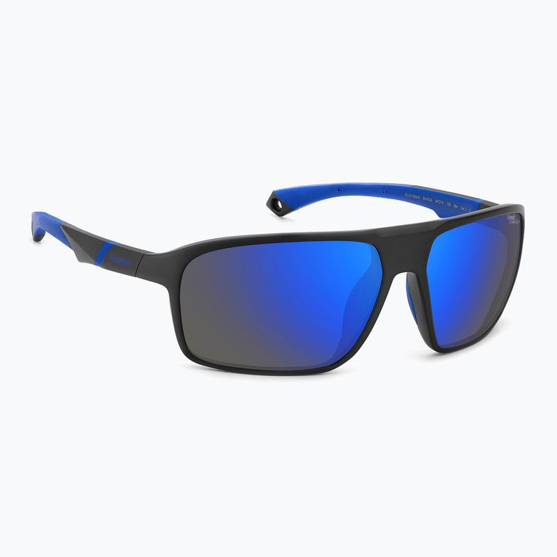 Ochelari de soare pentru bărbați Polaroid PLD 7058/S negru mat albastru/albastru oglindă polarizată hc