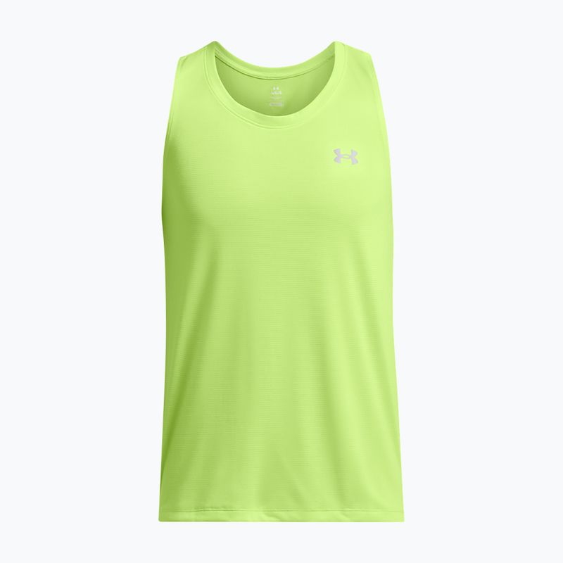 Under Armour Launch Singlet morf verde/reflectorizant bărbați alergare rezervor top 3