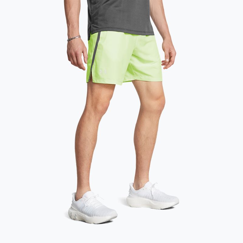 Pantaloni scurți de alergare pentru bărbați Under Armour Launch 7" morph green/castlerock/ reflective