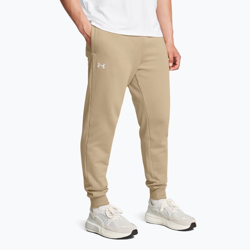 Pantaloni pentru bărbați Under Armour Rival Fleece Joggers city khaki/white