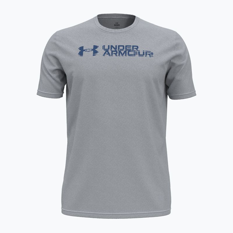 Tricou de antrenament pentru bărbați Under Armour Sliced Wordmark 60/40S mod gray/tech blue