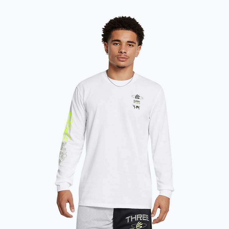 Longsleeve pentru bărbați Under Armour Curry Verbiage Heavyweight white/high vis yellow/black