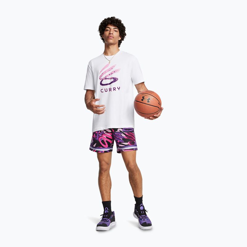 Bărbați Under Armour Curry Logo T-shirt Trend alb/violet 2