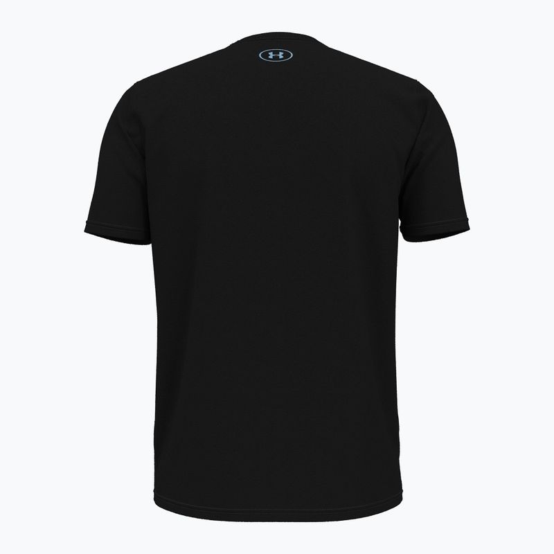 Tricou de antrenament pentru bărbați Under Armour Sliced Wordmark 60/40S black/horizon blue 2