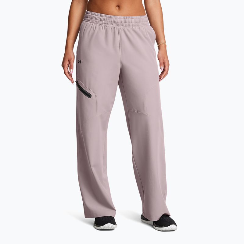 Pantaloni pentru femei Under Armour Unstoppable Woven Wide Leg tetra gray/black