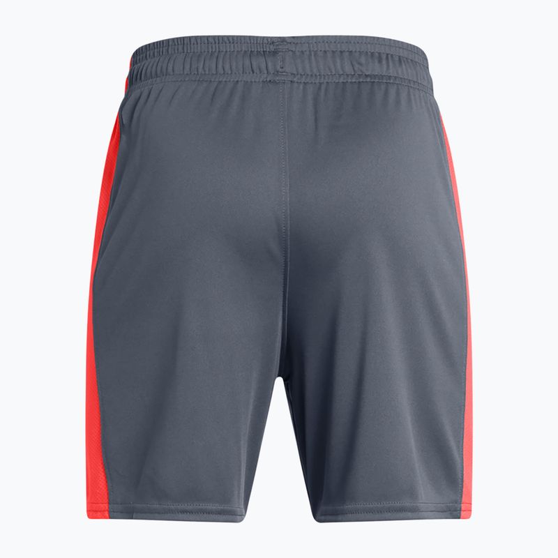 Pantaloni scurți de fotbal pentru copii Under Armour Challenger Knit downpour gray / fire / white 2
