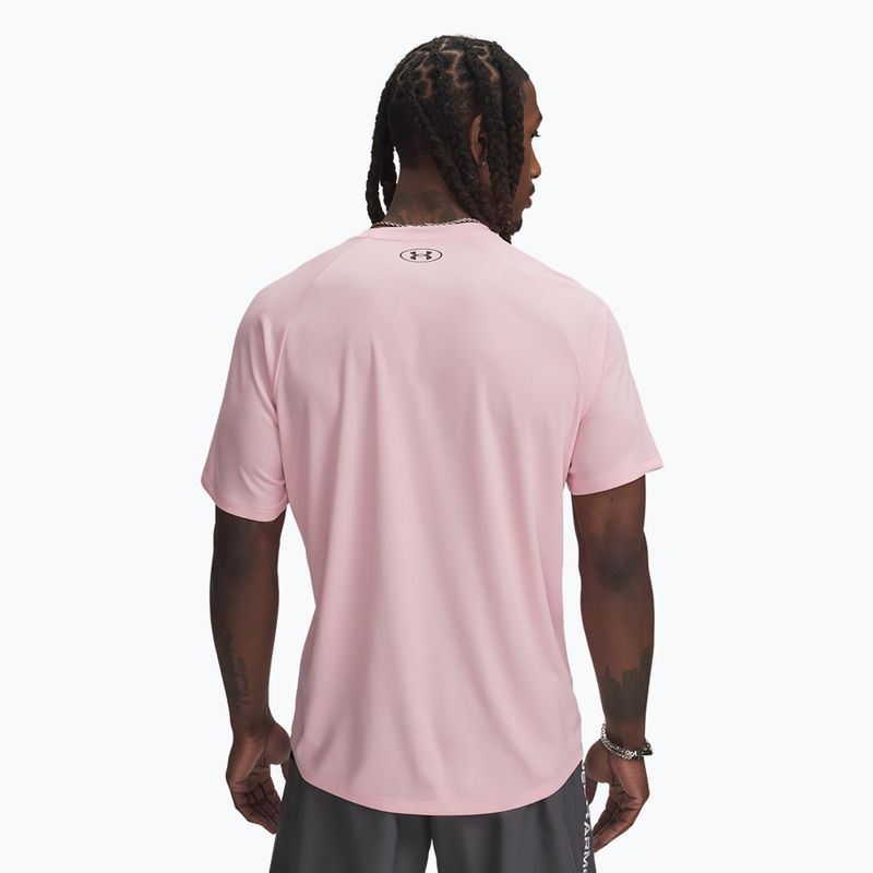 Tricou de antrenament pentru bărbați Under Armour Tech Textured prime pink/black 2