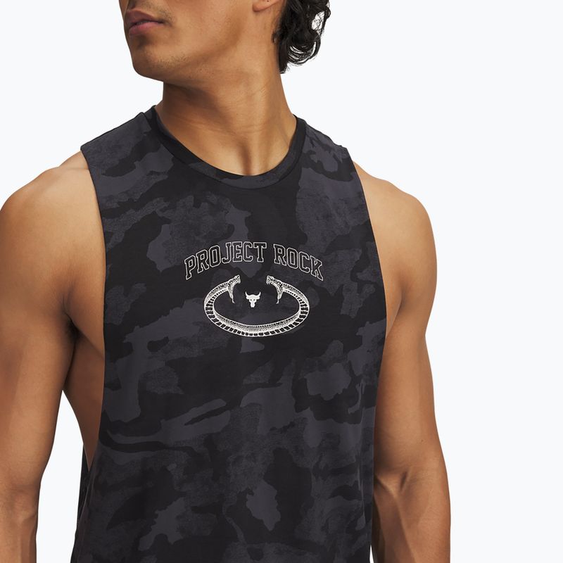 Tricou pentru bărbați Under Armour Project Rock Camo Tank anthracite/black/hyper green 3