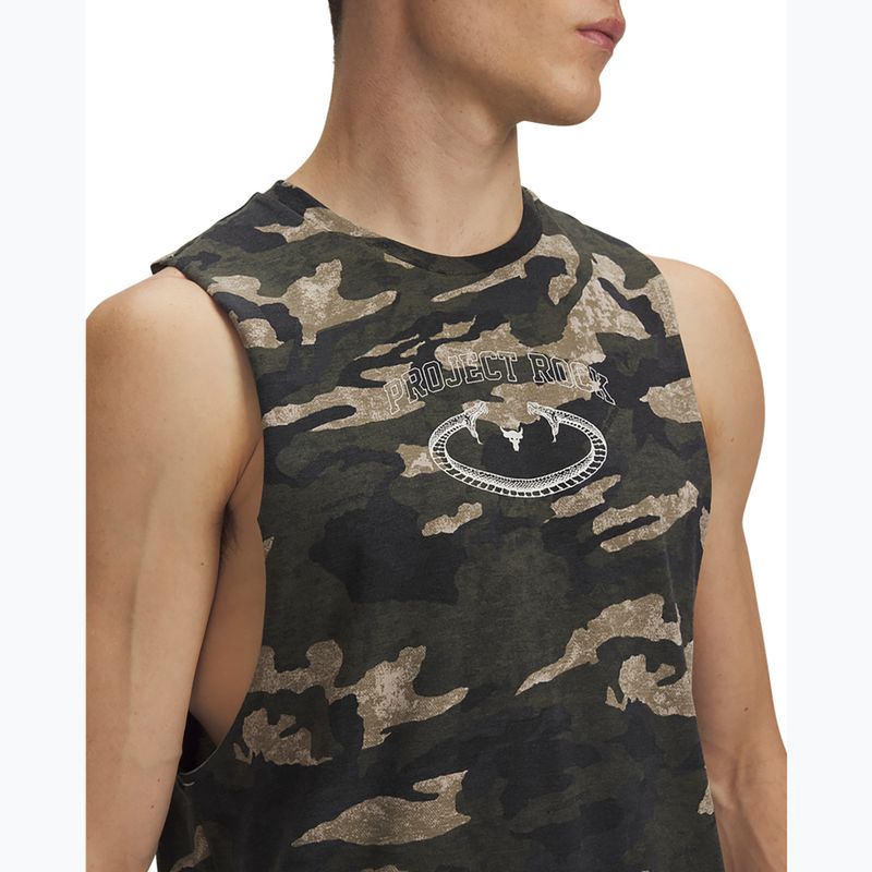 Tricou pentru bărbați Under Armour Project Rock Camo Tank city khaki/baroque green/white clay 3
