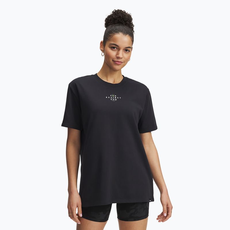 Tricou pentru femei Under Armour Project Rock Campus black/white clay/hyper green