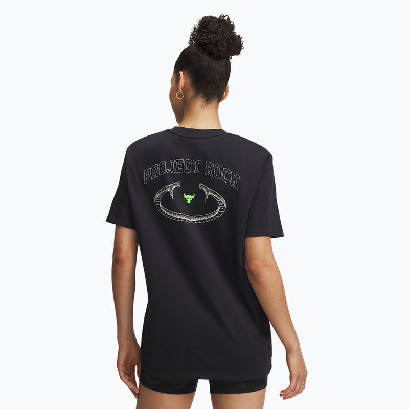 Tricou pentru femei Under Armour Project Rock Campus black/white clay/hyper green 2