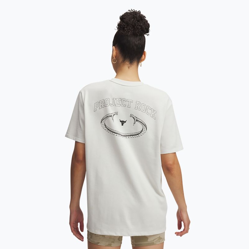 Tricou pentru femei Under Armour Project Rock Campus white clay/black 2