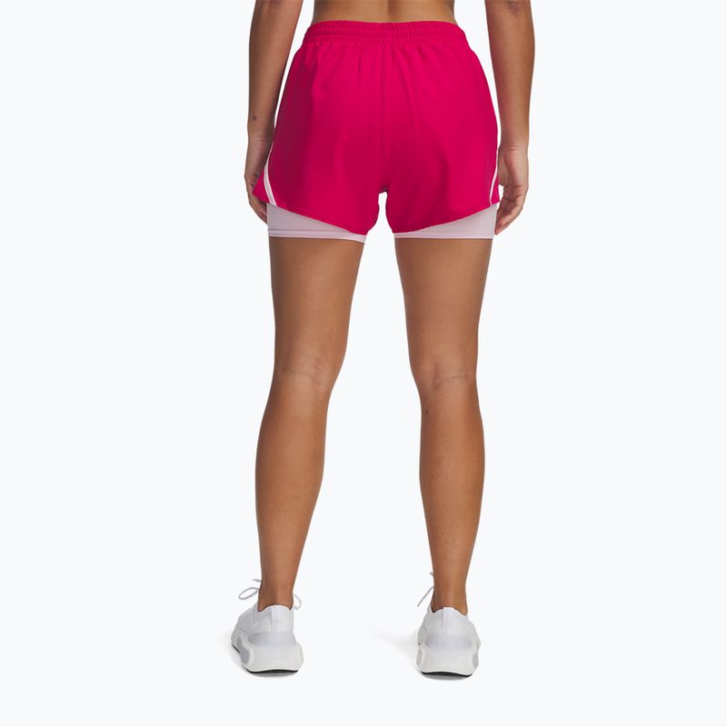 Pantaloni scurți de alergare pentru femei Under Armour Fly By 2in1 shaded fuchsia / prime pink / reflective 3