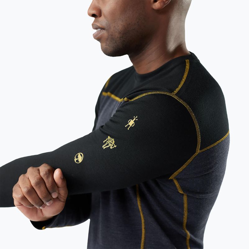 Longsleeve termoactiv pentru bărbați Smartwool Classic Thermal Merino Base Layer Colorblock Crew Boxed charcoal/honey gold 3