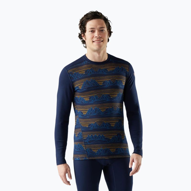 Bluză termică cu mâneci lungi pentru bărbați Smartwool Merino 250 Baselayer Crew Boxed deep navy geo peaks