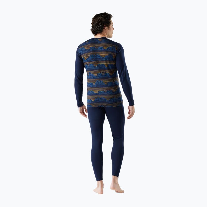 Bluză termică cu mâneci lungi pentru bărbați Smartwool Merino 250 Baselayer Crew Boxed deep navy geo peaks 2
