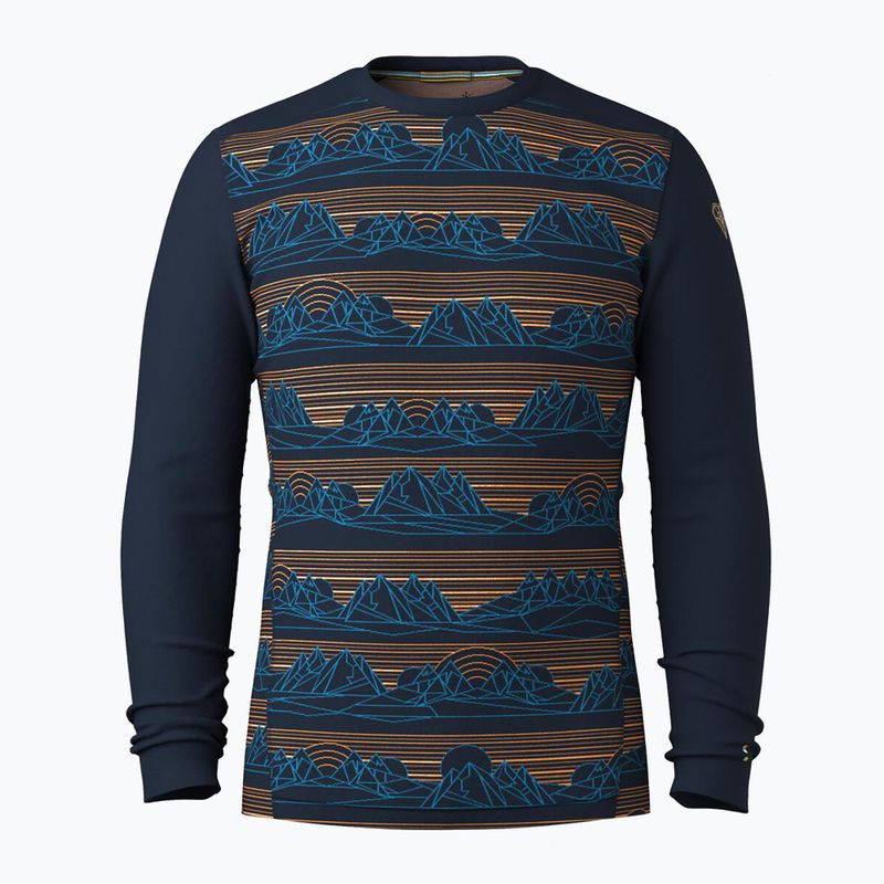 Bluză termică cu mâneci lungi pentru bărbați Smartwool Merino 250 Baselayer Crew Boxed deep navy geo peaks 3