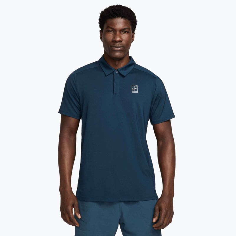 Tricou polo de tenis pentru bărbați Nike Court Dri-Fit Advantage armory navy / white / white