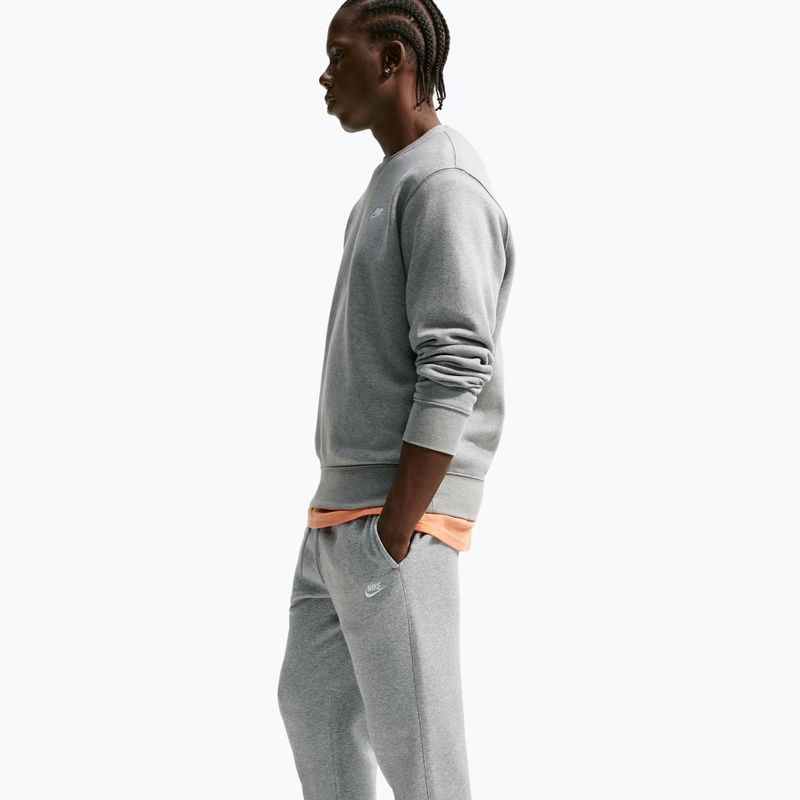 Pantaloni pentru bărbați Nike Club Cuffed Brushed dark grey heather/light smoke grey/white 4