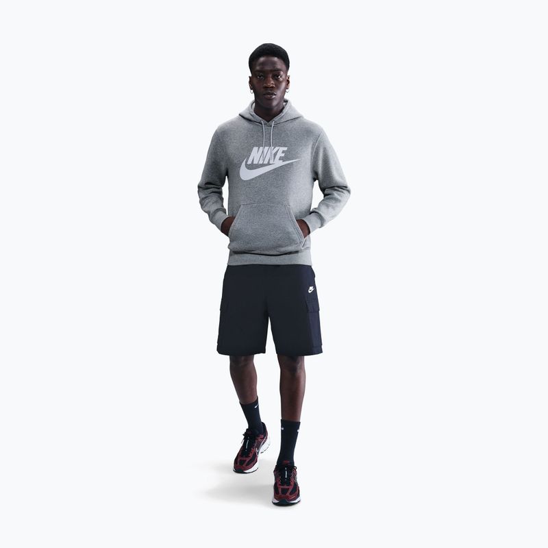Bluză pentru bărbați Nike Club Pullover Hoodie dark grey heather/light smoke grey/white 2