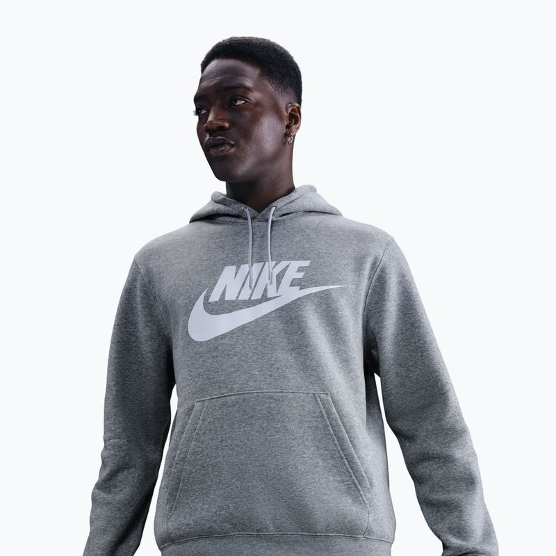 Bluză pentru bărbați Nike Club Pullover Hoodie dark grey heather/light smoke grey/white 4