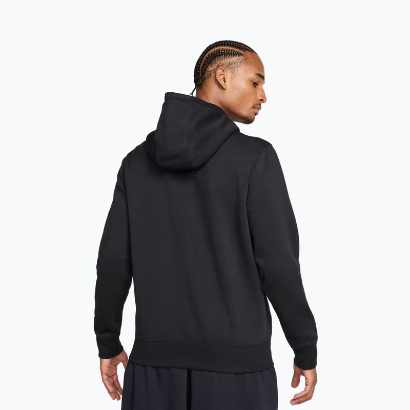 Bluză pentru bărbați Nike Club Full Zip Hoodie black/black/white 3
