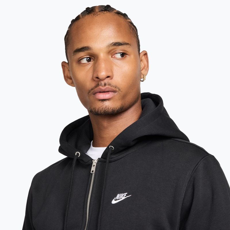 Bluză pentru bărbați Nike Club Full Zip Hoodie black/black/white 4