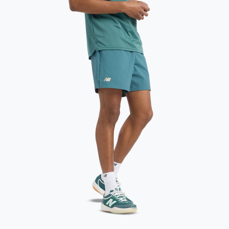 Bărbați New Balance Tournament Seersucker scurt noi pantaloni scurți de tenis spruc 5