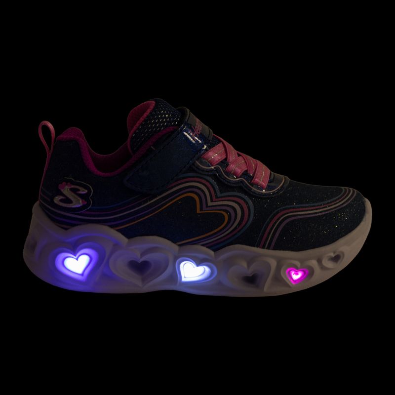 Încălțăminte pentru copii SKECHERS Heart Lights Retro Hearts navy leather/multi trim 8