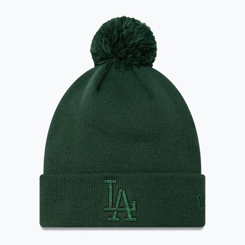 Șapcă pentru femei New Era Metallic Bobble Knit Beanie Los Angeles Dodgers dark green