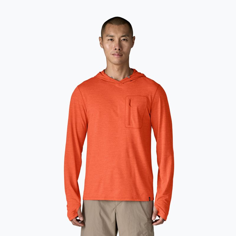 Bluză pentru bărbați Patagonia Capilene Cool Sun Hoody coal orange/light coal orange x-dye