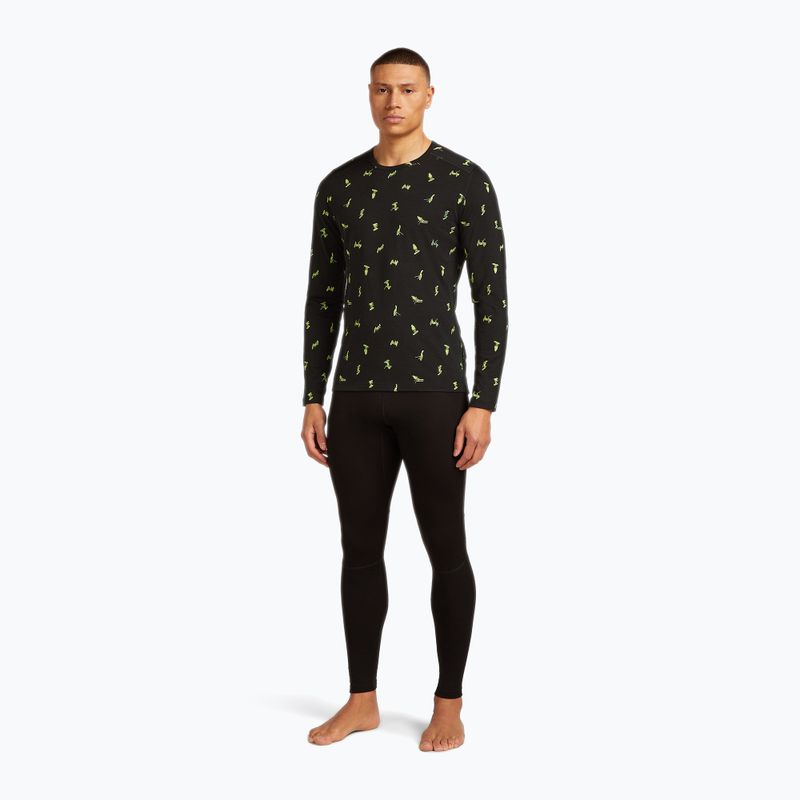 Longsleeve termoactiv pentru bărbați icebreaker Merino 200 Oasis Crewe Snow Day black/peridot/aop 2