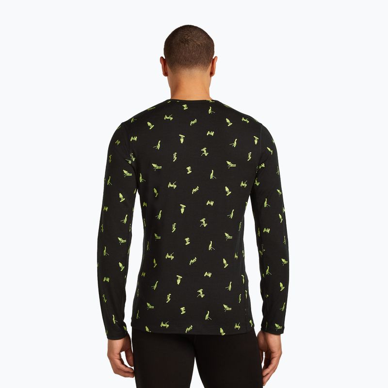 Longsleeve termoactiv pentru bărbați icebreaker Merino 200 Oasis Crewe Snow Day black/peridot/aop 3