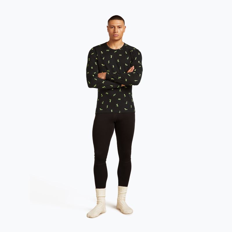 Longsleeve termoactiv pentru bărbați icebreaker Merino 200 Oasis Crewe Snow Day black/peridot/aop 5