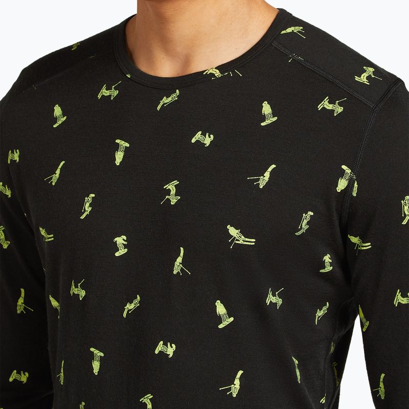 Longsleeve termoactiv pentru bărbați icebreaker Merino 200 Oasis Crewe Snow Day black/peridot/aop 6