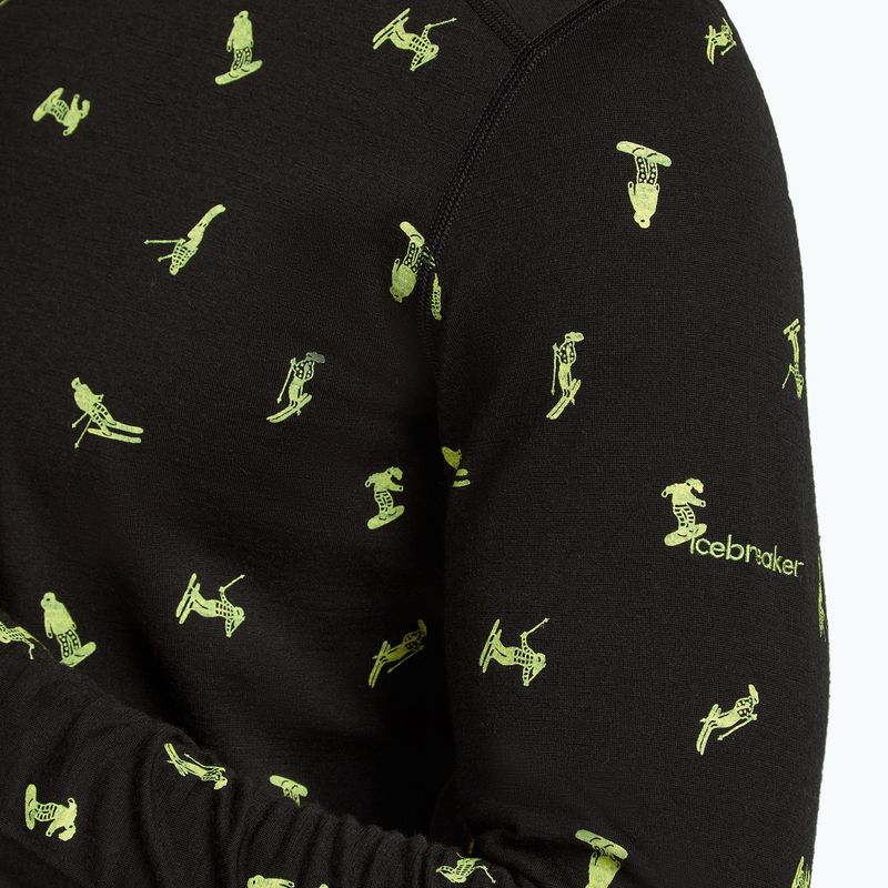 Longsleeve termoactiv pentru bărbați icebreaker Merino 200 Oasis Crewe Snow Day black/peridot/aop 7
