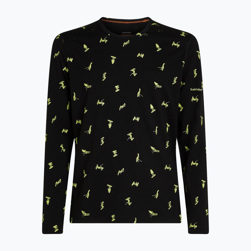 Longsleeve termoactiv pentru bărbați icebreaker Merino 200 Oasis Crewe Snow Day black/peridot/aop 8