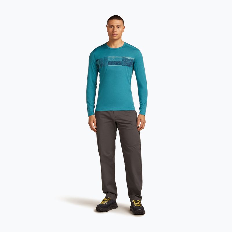 Longsleeve termoactiv pentru bărbați icebreaker Merino 200 Oasis Crewe Elevation Line topaz 2