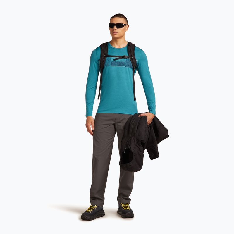 Longsleeve termoactiv pentru bărbați icebreaker Merino 200 Oasis Crewe Elevation Line topaz 4