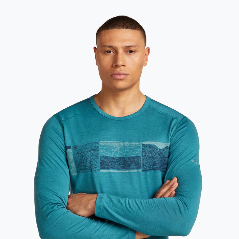 Longsleeve termoactiv pentru bărbați icebreaker Merino 200 Oasis Crewe Elevation Line topaz 6