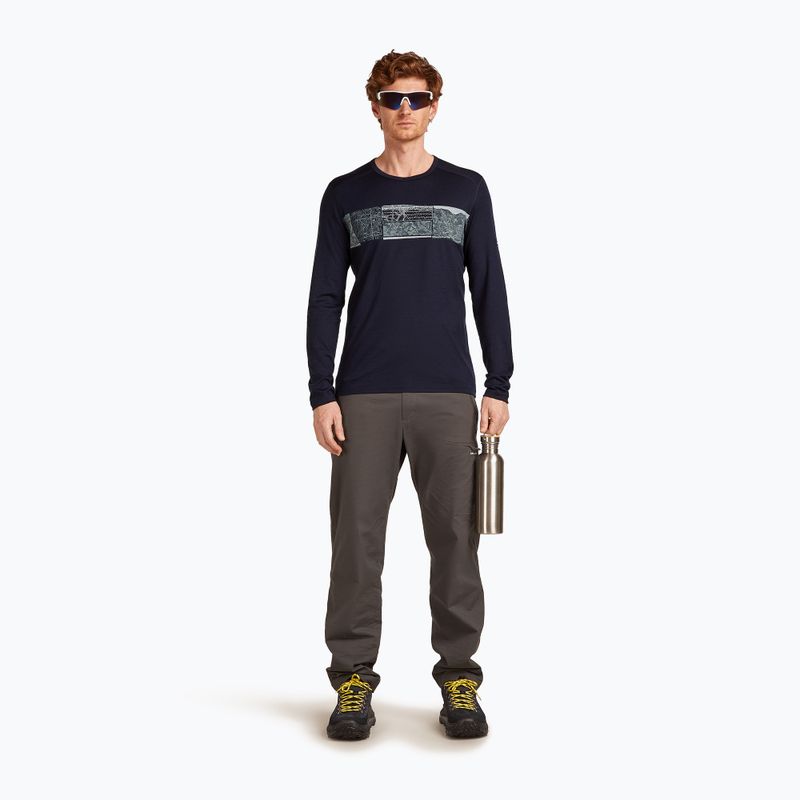Longsleeve termoactiv pentru bărbați icebreaker Merino 200 Oasis Crewe Elevation Line midnight navy 4