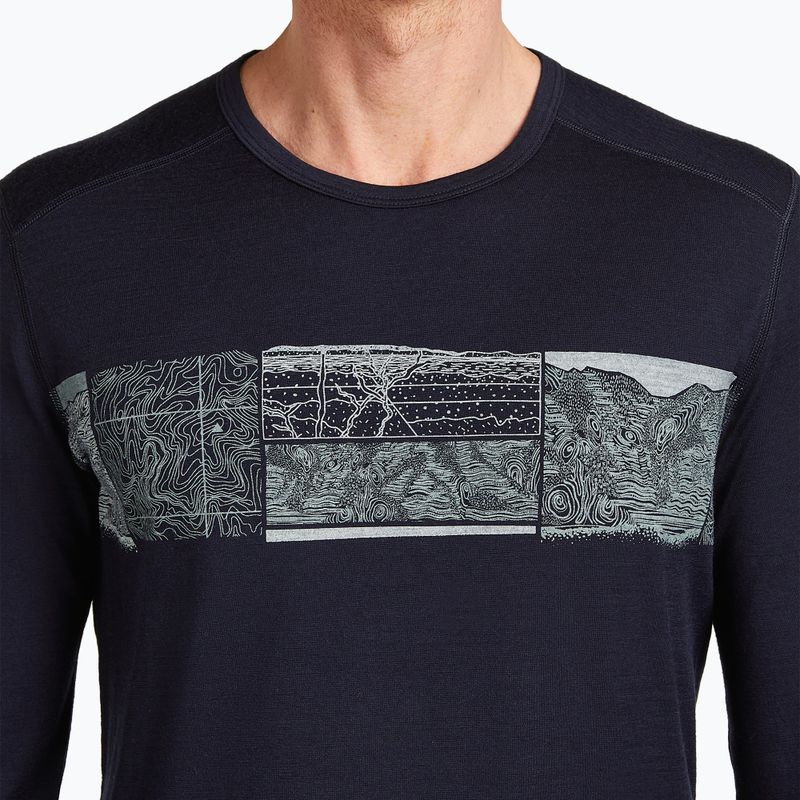 Longsleeve termoactiv pentru bărbați icebreaker Merino 200 Oasis Crewe Elevation Line midnight navy 5