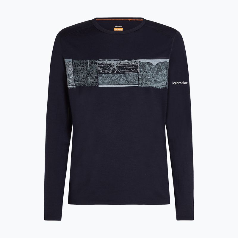 Longsleeve termoactiv pentru bărbați icebreaker Merino 200 Oasis Crewe Elevation Line midnight navy 7