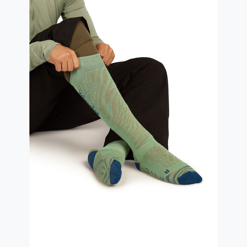 Șosete de schi pentru bărbați Icebreaker Merino Ski+ Medium OTC Mountain Contour seaglass/atlantis/trail 4