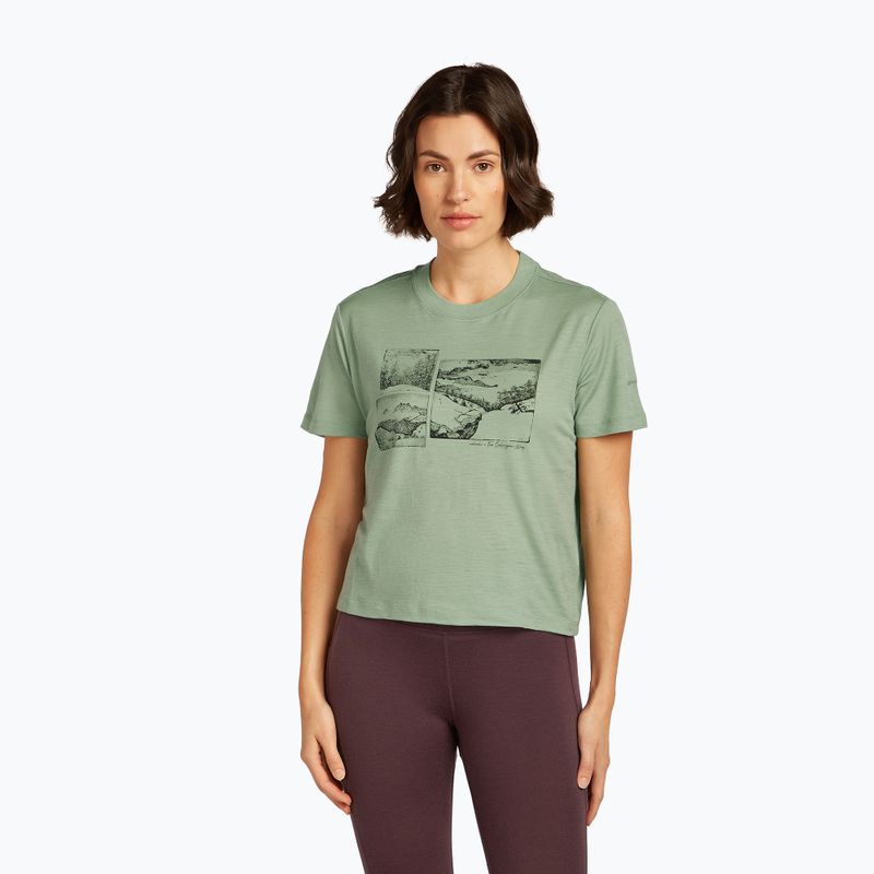 Tricou pentru femei icebreaker Merino 150 Tech Lite Crop The Climb seaglass