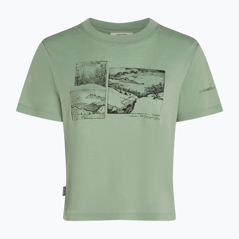Tricou pentru femei icebreaker Merino 150 Tech Lite Crop The Climb seaglass 7